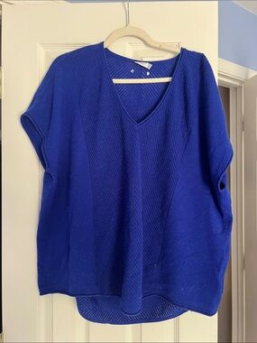 Vince Vibrant Royal Blue V-Neck Knit Top